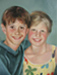 The Bodell Children of Nashville, Tennessee were painted in oil on an 18 x 24 canvas. The artist worked closely with the family to get an exact likeness as well as to capture the personality and essence of each child. The blue background makes the flesh tones in this portrait stand out in contrast, which adds a life and movement to the painting. 