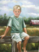 Elliott is an oil painting done on 24 x 36 canvas. The artist worked from a series of photographs taken on the boy’s grandparents farm. It is a series of paintings done for a family in the Nashville area and is part of a private collection.