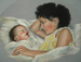 Portrait of the artist and her mother. Working from old photographs, Christine Pilkinton worked in pastel to create a painting of herself as a baby and her mother at 16 years old. Christine is able to use old photos, even black and white to create portraits. As long as the photos are clear and large enough to see. 