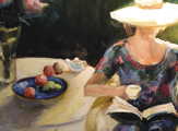 Tea in the garden is a study of an unknown artists work and is owned by the artist. It is a 16 x 18 and is painted on masonite