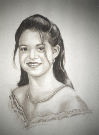 Mary Teresa is a pencil sketch on drawing paper 12 x 16.  It is a study of values.