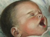 Portrait of the artist and her mother. Working from old photographs, Christine Pilkinton worked in pastel to create a painting of herself as a baby and her mother at 16 years old. Christine is able to use old photos, even black and white to create portraits. As long as the photos are clear and large enough to see. 