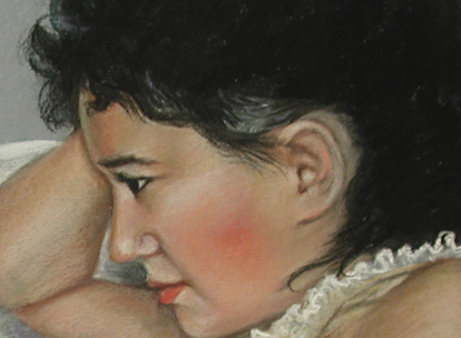 Portrait of the artist and her mother. Working from old photographs, Christine Pilkinton worked in pastel to create a painting of herself as a baby and her mother at 16 years old. Christine is able to use old photos, even black and white to create portraits. As long as the photos are clear and large enough to see. 