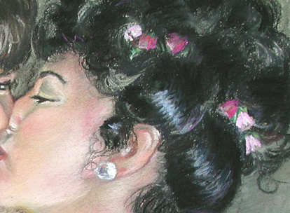 Portrait of Christine’s sister and mother. Christine worked from photos to paint a posthumous portrait of her sister. Families who have lost loved ones in death often desire to have their loved ones painted and this helps with the grieving process.  Christine can work from old photos as long as they are clear and large enough to see the features. She can work from black and white photos or color photographs. Very often posthumous paintings are commissioned by parents who have lost children. Christine’s experiences with loss give an added dimension to her portraiture.