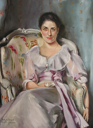 A study by Christine Pilkinton of John Singer Sargent’s Lady Agnew of Locknaw, 1892, John Singer Sargent was regarded as “the greatest virtuoso of the paintbrush in the history of American art.”  Sargent’s original painting hangs in the National Gallery of Scotland. 