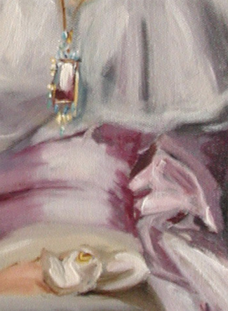 A study by Christine Pilkinton of John Singer Sargent’s Lady Agnew of Locknaw, 1892, John Singer Sargent was regarded as “the greatest virtuoso of the paintbrush in the history of American art.”  Sargent’s original painting hangs in the National Gallery of Scotland. 